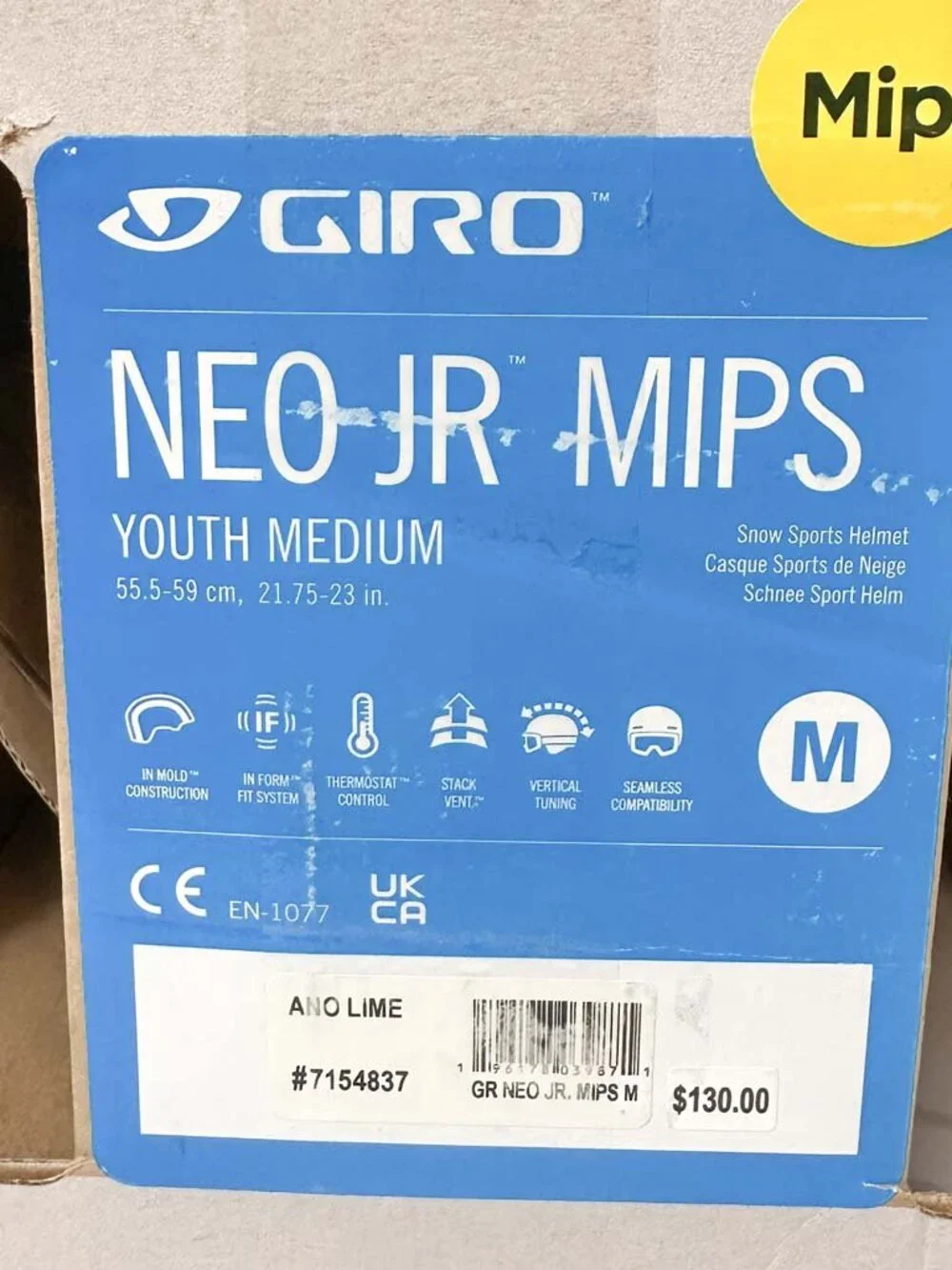 Giro Neo-Jr MIPS Snowsports Helmet, Lime, Youth Medium